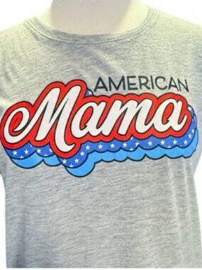 Celebrate Patriotic American Mama Red White Blue T-Shirt Stretch Graphic Top USA
